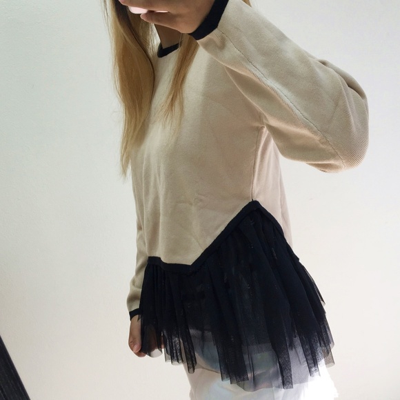 English Factory Tulle Sweater - Camel/ Black - Picture 3 of 8